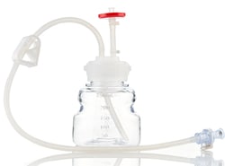 Foxx Life Sciences&nbsp;EZBiopure Titanium Round Media Bottle Assembly, MTO, 250mL, PETG Bottle for Aseptic Sampling and Sterile Storage, Single Use Technology with Advantaflex Tubing, CPC MPC and GL45 VersaCap with Vent and Dip Tube, 10/CS, Sterile