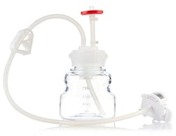 Foxx Life Sciences&nbsp;EZBiopure Titanium Round Media Bottle Assembly, MTO, 250mL, PETG Bottle for Aseptic Sampling and Sterile Storage, Single Use Technology with C-Flex Tubing, CPC AseptiQuik S (AQS) and GL45 VersaCap with Vent and Dip Tube, 10/CS, Sterile