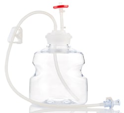 Foxx Life Sciences&nbsp;EZBiopure Titanium Round Media Bottle Assembly, MTO, 1L, PETG Bottle for Aseptic Sampling and Sterile Storage, Single Use Technology with C-Flex Tubing, CPC MPC and GL45 VersaCap with Vent and Dip Tube, 10/CS, Sterile