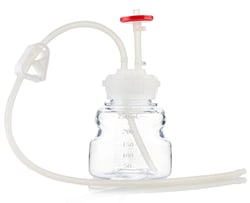 Foxx Life Sciences EZBiopure Titanium Round Media Bottle Assembly, MTO, 250mL, PETG Bottle for Aseptic Sampling and Sterile Storage, Single Use Technology with Pureweld Tubing, Plug and GL45 VersaCap with Vent and Dip Tube, 10/CS, Sterile