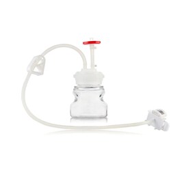 Foxx Life Sciences EZBiopure Titanium Round Media Bottle Assembly, MTO, 125mL, PETG Bottle for Aseptic Sampling and Sterile Storage, Single Use Technology with EZLabpure Tubing, CPC AseptiQuik S (AQS) and GL45 VersaCap with Vent and Dip Tube, 10/CS, Sterile