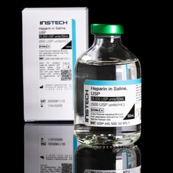 Instech&nbsp;Sterile Catheter Lock Solution, Heparin Sodium (500 USP units/mL) in Saline (0.9% NaCl), 50mL Vial, Green Cap