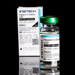 Instech&nbsp;Sterile Catheter Flush/Lock Solution, Heparin Sodium (10 USP units/mL) in Saline (0.9% NaCl), 10mL Vial, Green Cap