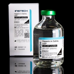 Instech&nbsp;Sterile Catheter Flush/Lock Solution, Heparin Sodium (20 USP units/mL) in Saline (0.9% NaCl), 50mL Vial, Green Cap with PinPort&trade;