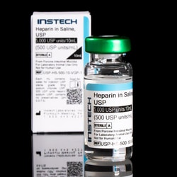 Instech&nbsp;Sterile Catheter Lock Solution, Heparin Sodium (500 USP units/mL) in Saline (0.9% NaCl), 10mL Vial, Green Cap with PinPort&trade;