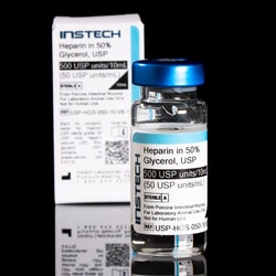 Instech&nbsp;Sterile Catheter Lock Solution, Heparin Sodium (50 USP units/mL) in Glycerol (50%), 10mL Vial, Blue Cap