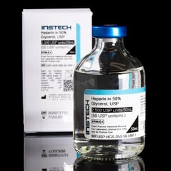 Instech&nbsp;Sterile Catheter Lock Solution, Heparin Sodium (50 USP units/mL) in Glycerol (50%), 50mL Vial, Blue Cap with PinPort&trade;