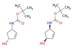 eMolecules​&nbsp;178152-48-2 | cis-(4-Hydroxy-cyclopent-2-enyl)-carbamic acid tert-butyl ester | J & W PharmLab LLC398.500 | C20H34N2O6 | 97.000 | CC(C)(C)OC(=O)N[C@@H]1C[C@H](O)C=C1.CC(C)(C)OC(=O)N[C@H]1C[C@@H](O)C=C1 | 50mg | 525290211