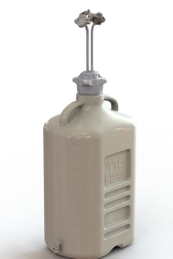 Foxx Life Sciences&nbsp;EZBio Rigid Reservoir for Tangential Flow Filtration (TFF) System, PP, 115L Rectangular Welded Carboy, 120mm, VersaCap with Rigid tubing 3x Maxi TC on 3/8