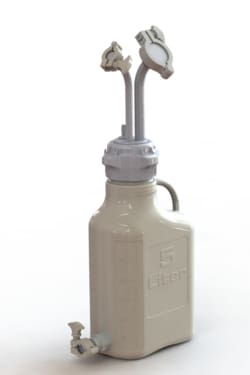Foxx Life Sciences&nbsp;EZBio Rigid Reservoir for Tangential Flow Filtration (TFF) System, PP, 5L Rectangular Welded Carboy, 83B, VersaCap w/ Rigid tubing 1x Mini TC on 3/8