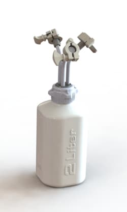 Foxx Life Sciences&nbsp;EZBio Rigid Reservoir for Tangential Flow Filtration (TFF) System, PP, 2L HD Welded Bottle, 53B, VersaCap with Rigid tubing 3x Mini TC on 1/4