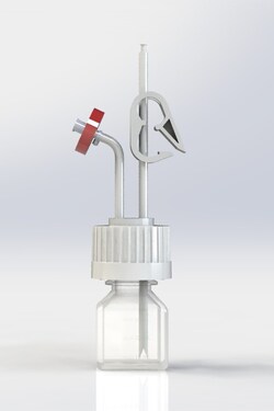Foxx Life Sciences&nbsp;EZCellGene Single Use (SUT) Media Bottle Assembly, 30mL, PC, 38-430 VersaCap with Over molded Platinum Cured Silicone Small Bore Tubing 1/16