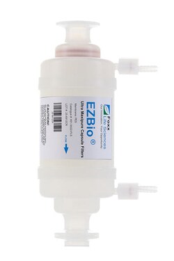 Foxx Life Sciences&nbsp;EZBio Ultra Maxpure Sterilizing Grade Capsule Filter, 0.2µm Pore Size, Double-Layer PTFE, 3.75 ft² EFA, 0.5