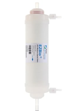 Foxx Life Sciences&nbsp;EZBio Ultra Maxpure Sterilizing Grade Capsule Filter, 0.2µm Pore Size, Double-Layer PTFE, 7.5 ft² EFA, Stepped Hose Barb (0.25