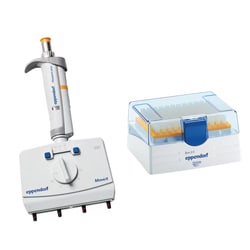 USA Scientific Inc&nbsp;Eppendorf Research plus Move It, 4-channel, 9-33 mm cone distance, variable, incl. epT.I.P.S. Box 2.0, 30-300 uL, orange