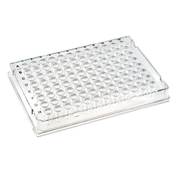 USA Scientific Inc&nbsp;TempPlate Rigid fully skirted polypropylene 0.1 mL 96-well PCR plate, clear frame, clear wells, standard depth, 10/box.