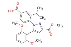 eMolecules​&nbsp;184163-80-2 | 4-(5-(2,6-Dimethoxyphenyl)-3-(methoxycarbonyl)-1h-pyrazol-1-yl)-3-isopropylbenzoic acid | Combi-Blocks, Inc.424.453 | C23H24N2O6 | 95.000 | COC(=O)c1cc(-c2c(OC)cccc2OC)n(n1)-c1ccc(cc1C(C)C)C(O)=O | 10g | 866383734