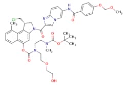 eMolecules​&nbsp;2222445-87-4 | MethylCBI-azaindole-benzamide-MOM-Boc-ethylenediamine-D | Medchem Express859.370 | C44H51ClN6O10 | 98.000 | COCOc1ccc(cc1)C(=O)Nc1ccc2nc(cn2c1)C(=O)N1C[C@@H](CCl)c2c1cc(OC(=O)N(CCOCCO)CCN(C)C(=O)OC(C)(C)C)c1cccc(C)c21 | 1mg | 804004839