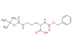 eMolecules​&nbsp;7733-29-1 | (S)-2-(((Benzyloxy)carbonyl)amino)-5-((tert-butoxycarbonyl)amino)pentanoic acid | Synthonix - Stock | MFCD00038268 | 366.414 | C18H26N2O6 | 98.000 | CC(C)(C)OC(=O)NCCC[C@H](NC(=O)OCc1ccccc1)C(O)=O | 5g | 459666300