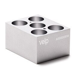 Chemglass Life Sciences&nbsp;ECODryBlock for 50mL Conical Bottom Centrifuge Tubes, 29mm O.D x 47.6mm Deep Well, 5 Wells