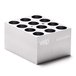 Chemglass Life Sciences&nbsp;ECODryBlock for 17mm & 18mm Round Bottom Tubes, 19.1mm O.D x 48.4mm Deep Well, 12 Wells