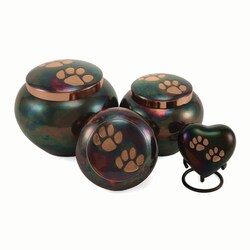 Med Vet International&nbsp;Raku/Bronze Paw Print Urns - Large, J0316PRL, Each