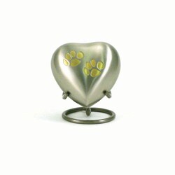 Med Vet International&nbsp;Jorvet Double Paw Heart Urn, Pewter/Brass, J0316DPH