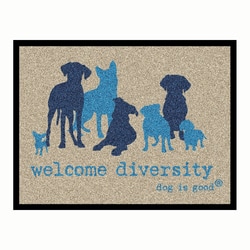Med Vet International&nbsp;Dog is Good Welcome Mats - Welcome Diversity - Blue/Black, J1583, Each