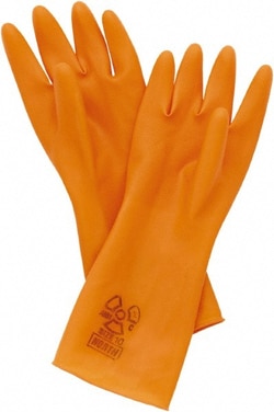 MSC&nbsp;Honeywell North Anti C Chemical Glove, Rubber Latex, Size 11, 15 in., 18 mil, Orange, 1 ea.