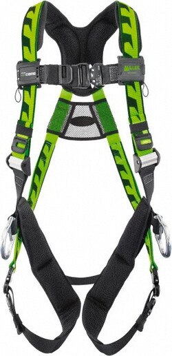 MSC&nbsp;Miller AirCore Full Body Harness, Quick-Connect Leg, 2XL/3XL, Green, 1 ea