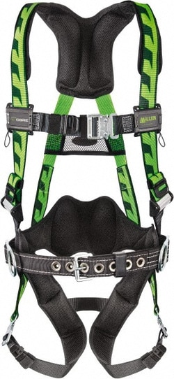 MSC&nbsp;Miller Harness, Polyester, Green, Small, Back and Side D-Rings, 1 ea
