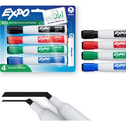 MSC&nbsp;Expo Magnetic Dry Erase Markers, Chisel Tip, Assorted Colors, 4/Pk.
