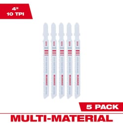 MSC&nbsp;Milwaukee Tool Jig Saw Blade, Bi-Metal, 10 TPI, 4 in., 5/Pk.