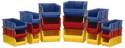 MSC&nbsp;Quantum Storage Hopper Stacking Bin, Polypropylene, Yellow, 29-7/8 in. x 8-1/4 in. x 7 in., 6/Pk.