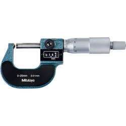 MSC&nbsp;Mitutoyo Mechanical Micrometer, Spherical Anvil, Flat Spindle, 0 mm to 25 mm, 1 ea