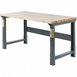 MSC&nbsp;Value Collection Adjustable Height Workbench, Maple Butcher Block Top, Comfort Edge, 60 in. x 30 in., 1 ea