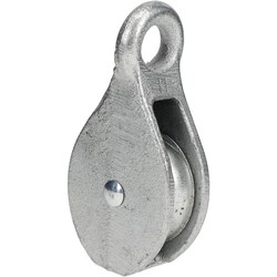 MSC&nbsp;Value Collection Pulley Block, Malleable Iron, 2 in. Sheave, 1/2 in. Fibrous Rope, 1 ea