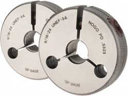 MSC&nbsp;Van Keuren Thread Ring Gage Set, 9/16-24 UNEF, 3A Go and No Go, 1 ea