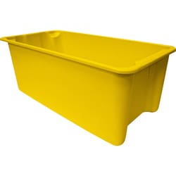 MSC&nbsp;MFG Tray Plexton Fiberglass Nest and Stack Tote, Yellow, 24-1/8 in. x 14-13/16 in. x 9 in., 5/Pk.