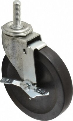 MSC&nbsp;Shepherd Stem Mount Swivel Caster, Hard Rubber, 5 in. Diameter, 160 lb. Capacity, 1 ea.