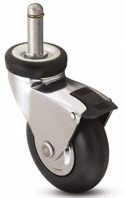 MSC&nbsp;Shepherd Caster Omega Series Swivel Caster, 3 in. Rubber Wheel, Pedal Brake, 1 ea