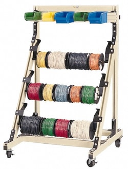 MSC&nbsp;Gleason Reel Wire Reel Cart, Aluminum Frame, 300 lb. Capacity, 3 Slots, 1 ea.