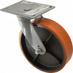 MSC&nbsp;Fairbanks Swivel Top Plate Caster, Polyurethane, 8 in., 1,200 lb. Capacity, 1 ea.