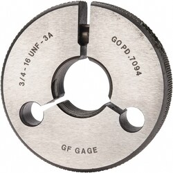 MSC&nbsp;GF Gage Threaded Ring Gage, 3/4-16 UNF, Class 3A, Go, 1 ea