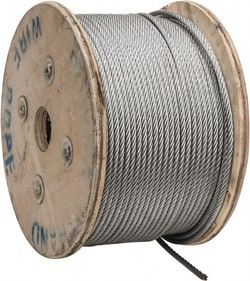 MSC&nbsp;Value Collection Wire Rope, Galvanized Steel, 1/4 in. Diameter, 7 x 19 Strand Core, 500 ft.