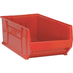 MSC&nbsp;Quantum Storage Hopper Stacking Bin, Polypropylene, 29-7/8 in. x 18-1/4 in. x 12 in., Red, 1 ea.