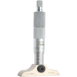 MSC&nbsp;SPI Mechanical Depth Micrometer, 150 mm Range, 6 Rods, 0.01 mm Graduation, Ratchet Stop Thimble