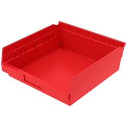 MSC&nbsp;Akro-Mils Plastic Hopper Shelf Bin, Red, 11-1/8 x 11-5/8 x 4 in