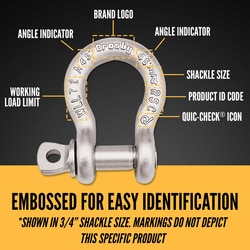 MSC&nbsp;Crosby Screw Pin Anchor Shackle, Alloy Steel, 3/4 in, 7 ton