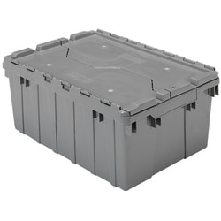 MSC&nbsp;Orbis Attached-Lid Storage Tote, Polyethylene, 70 lb Capacity, Gray